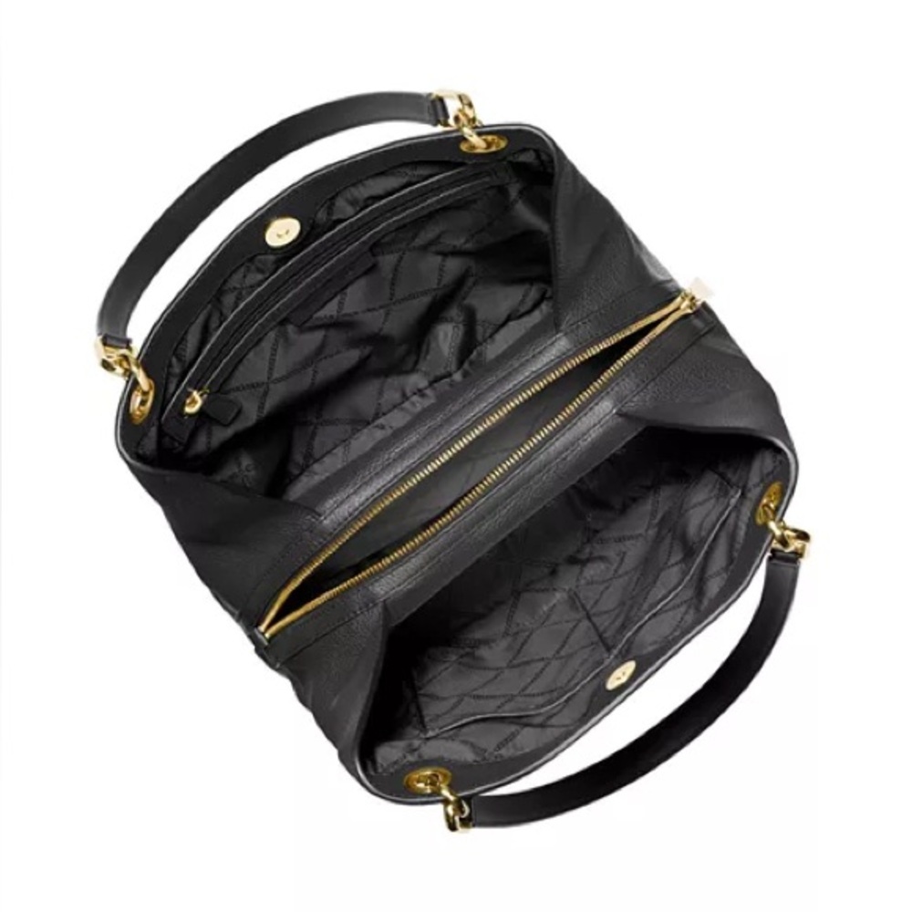 Michael Kors Jet Set Travel Large Shoulder Bag Black Pebbled Leather EUC - Picture 4 of 15
